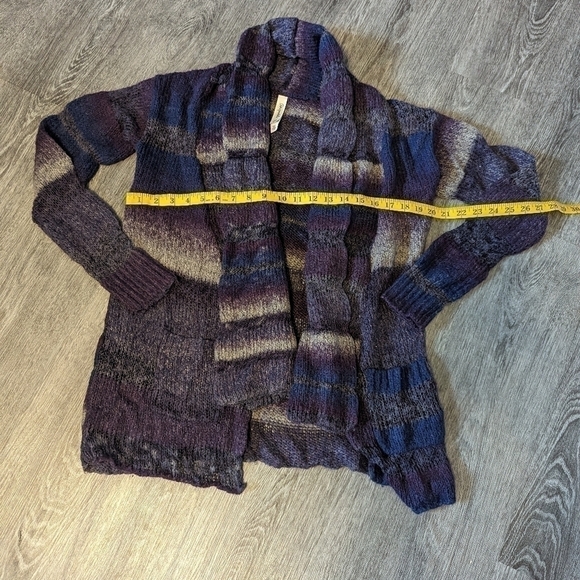 Woman's Aeropostale Striped Acrylic Wool Blend Cardigan-Purple,Blue,Gray-Size XS - Picture 3 of 7